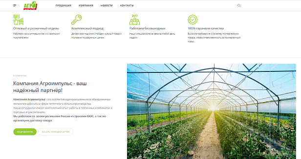 Кейс: создание сайта для компании, занимающейся поставками товаров для сельского хозяйства «Агроимпульс»